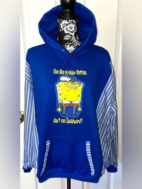Blue SpongeBob Hoodie Sweatshirt for Men or Women L/XL